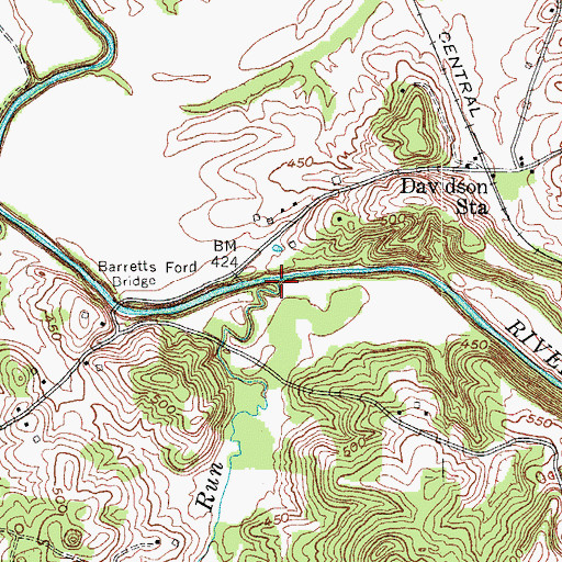 Topographic Map of Cane Run, KY