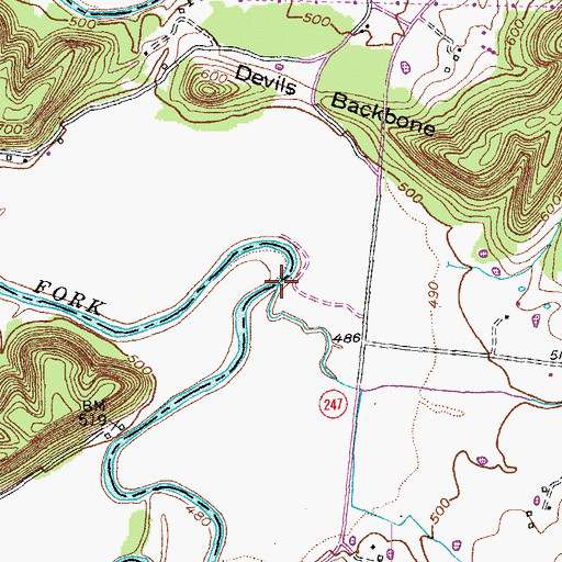 Topographic Map of Cane Run, KY