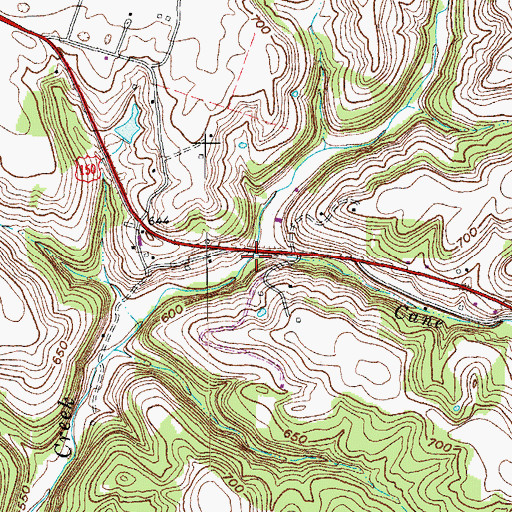 Topographic Map of Cane Run, KY