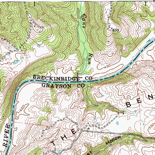 Topographic Map of Cane Run, KY