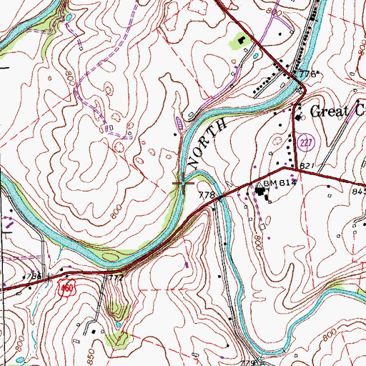Topographic Map of Cane Run, KY
