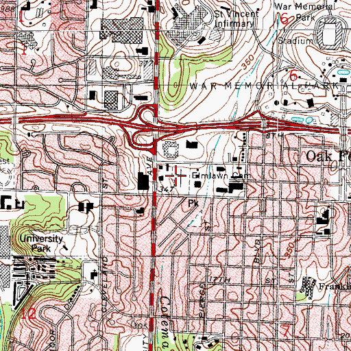 Topographic Map of Elmlawn Cemetery, AR