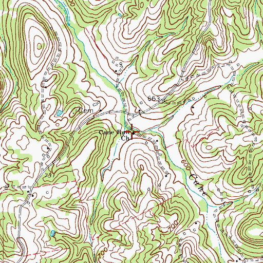 Topographic Map of Cane Run Church, KY