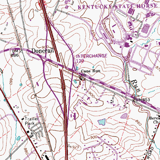 Topographic Map of Cane Run Church, KY