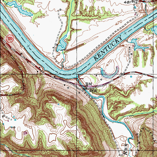 Topographic Map of Canes Run, KY