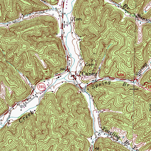 Topographic Map of Caney, KY
