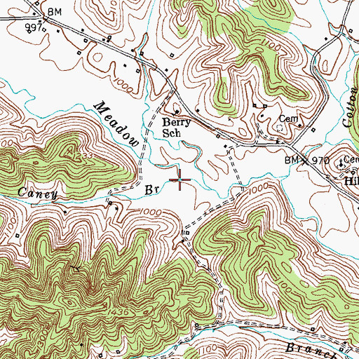 Topographic Map of Caney Branch, KY