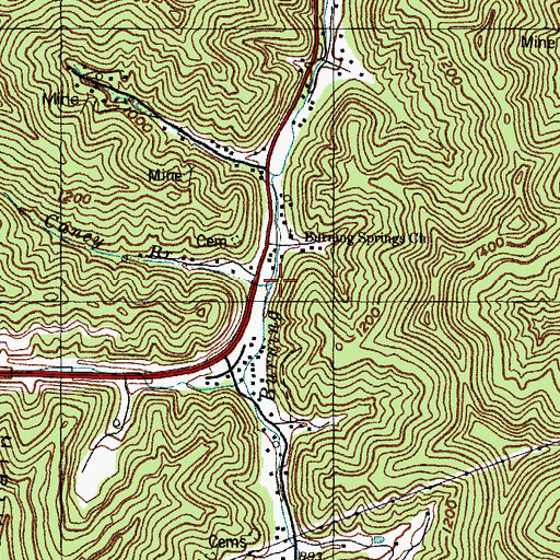 Topographic Map of Caney Branch, KY