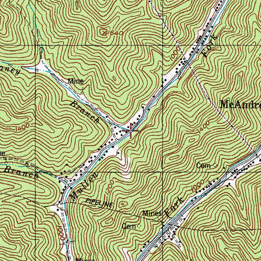 Topographic Map of Caney Branch, KY