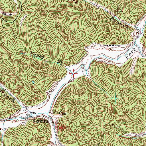 Topographic Map of Caney Branch, KY