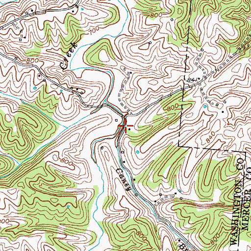 Topographic Map of Caney Branch, KY