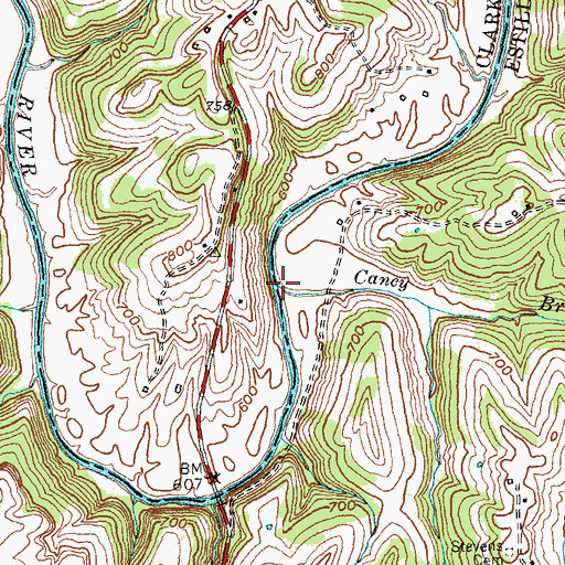 Topographic Map of Caney Branch, KY