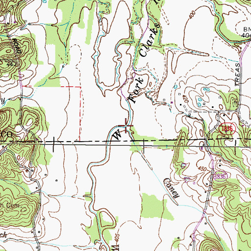 Topographic Map of Caney Branch, KY