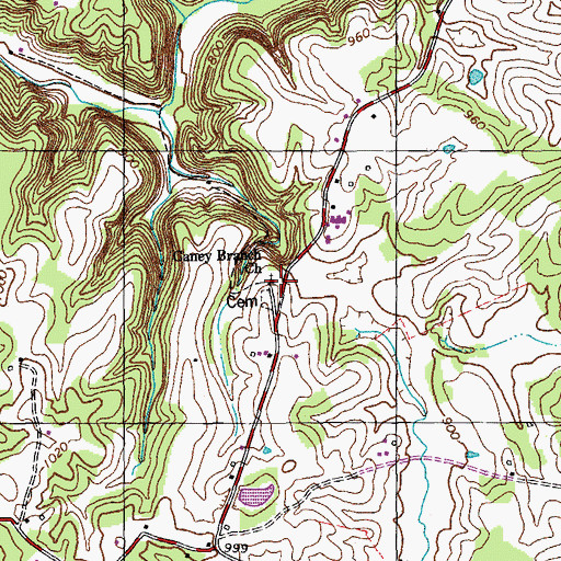 Topographic Map of Caney Branch Church, KY