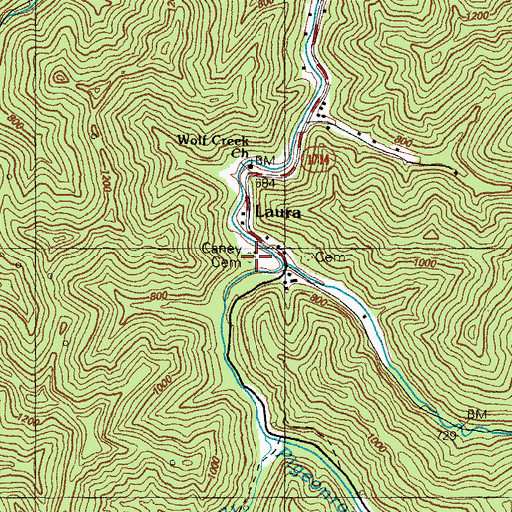 Topographic Map of Caney Cemetery, KY
