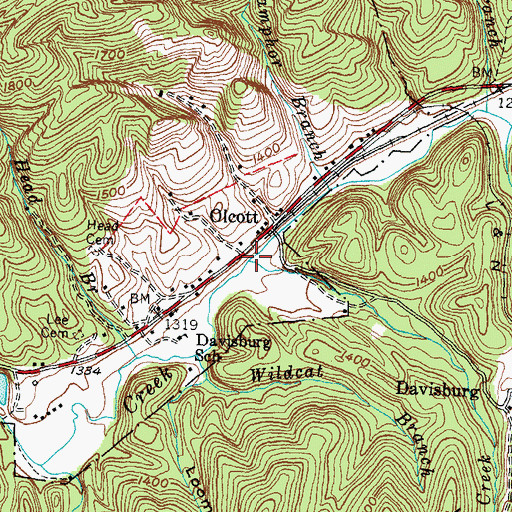 Topographic Map of Caney Creek, KY