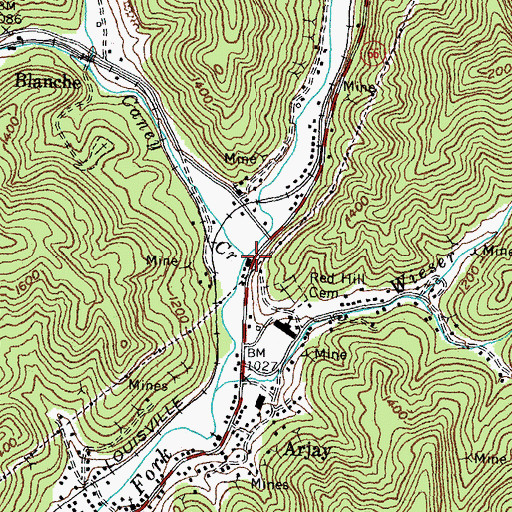 Topographic Map of Caney Creek, KY