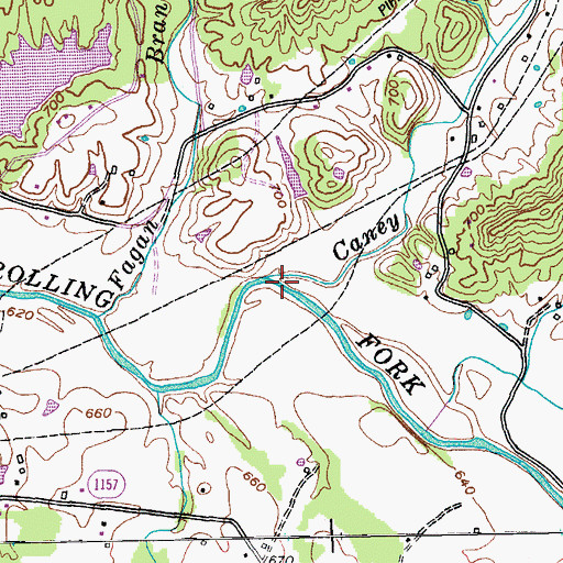 Topographic Map of Caney Creek, KY