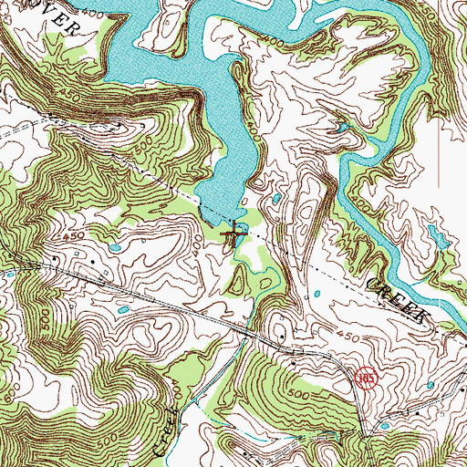 Topographic Map of Caney Creek, KY
