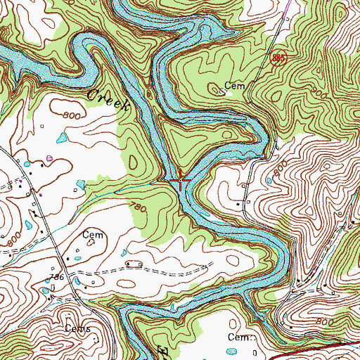 Topographic Map of Caney Creek, KY