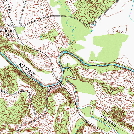 Topographic Map of Caney Creek, KY
