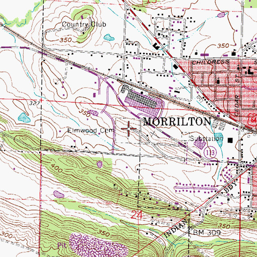 Topographic Map of Elmwood Cemetery, AR