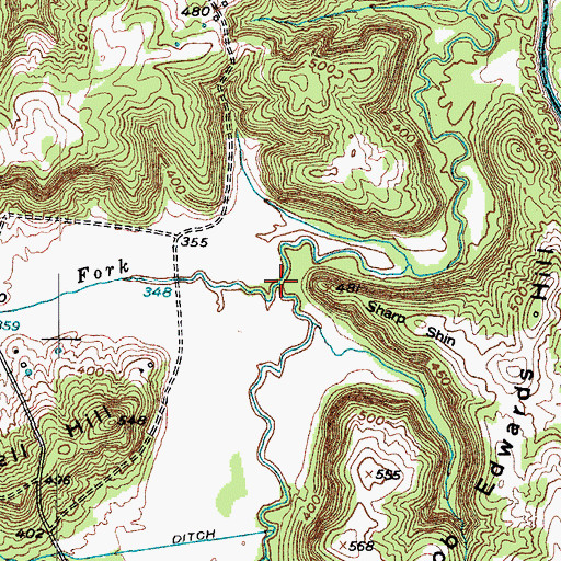 Topographic Map of Caney Fork, KY