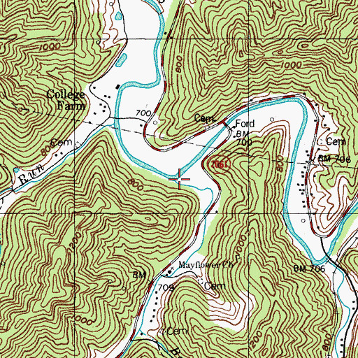 Topographic Map of Caney Fork, KY
