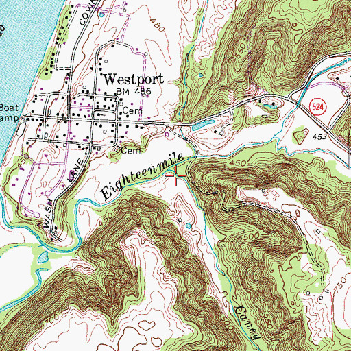 Topographic Map of Caney Fork, KY
