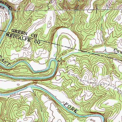 Topographic Map of Caney Fork Creek, KY