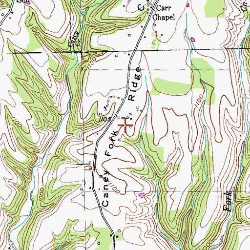 Topographic Map of Caney Fork Ridge, KY