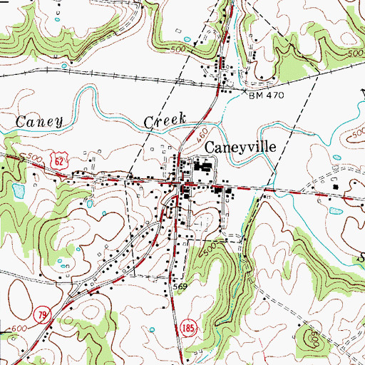 Topographic Map of Caneyville, KY