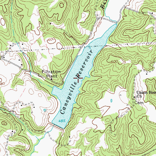 Topographic Map of Caneyville Reservoir, KY