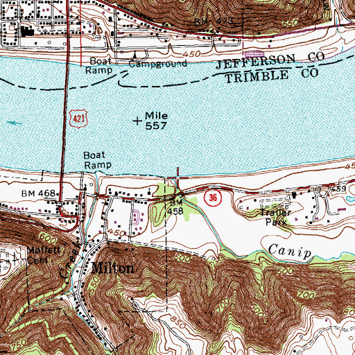 Topographic Map of Canip Creek, KY