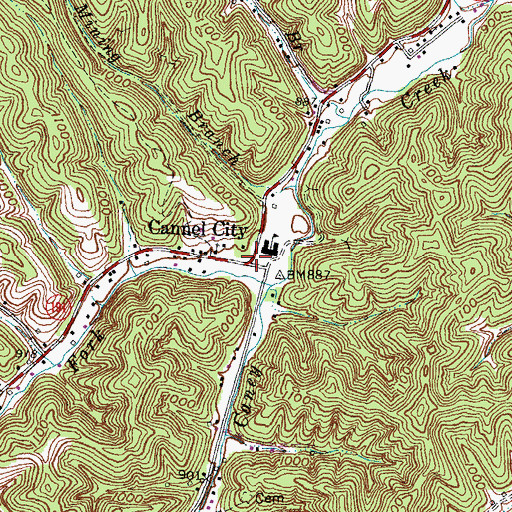 Topographic Map of Cannel City, KY