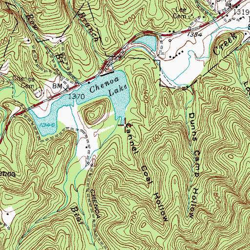 Topographic Map of Cannel Coal Hollow, KY