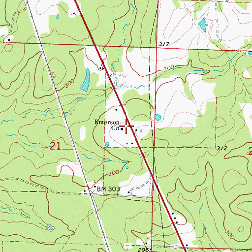 Topographic Map of Emerson Church, AR