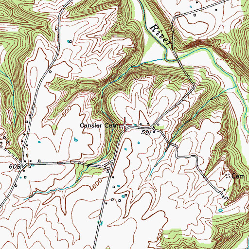 Topographic Map of Cansler Cemetery, KY
