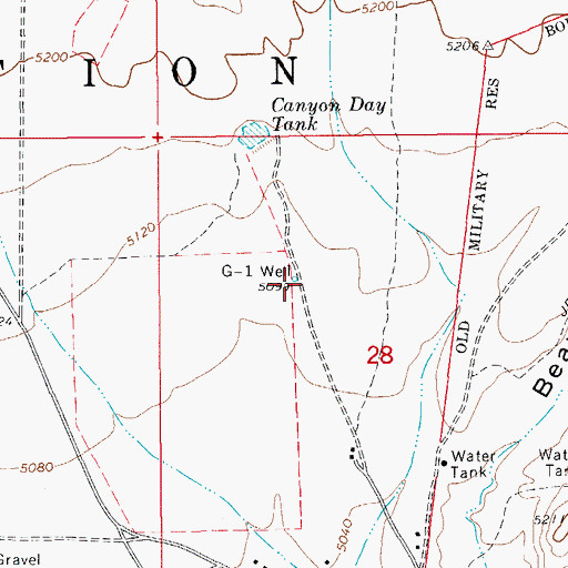 Topographic Map of G-one Well, AZ