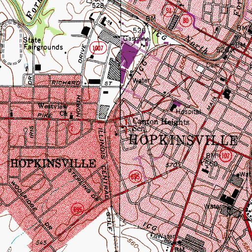 Topographic Map of Canton Heights School, KY