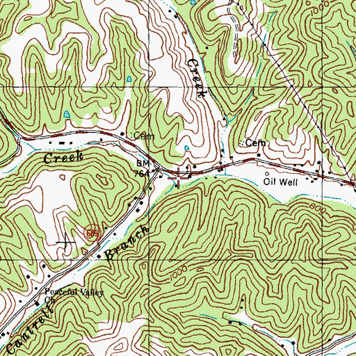 Topographic Map of Cantrell Branch, KY