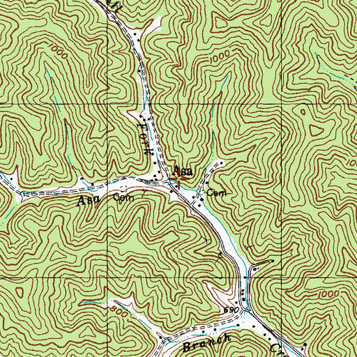 Topographic Map of Cantrill Fork, KY