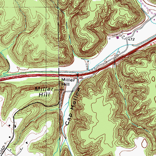 Topographic Map of Cap Hollow, KY