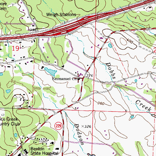 Topographic Map of Emmanuel Church, AR