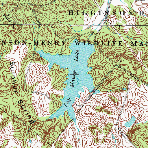Topographic Map of Cap Mauzy Lake, KY