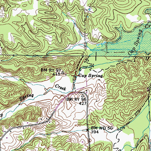 Topographic Map of Cap Spring, KY