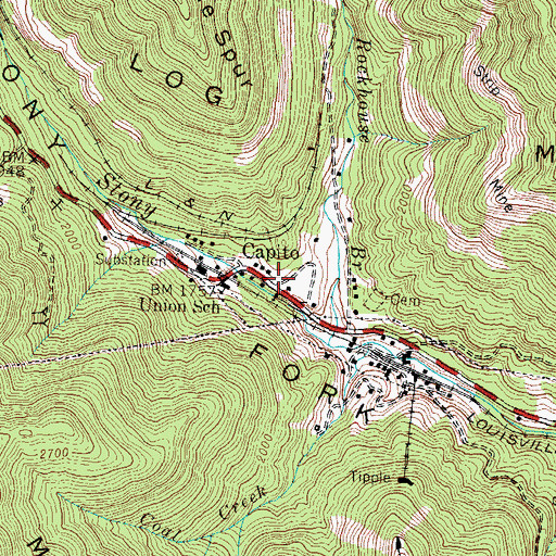 Topographic Map of Capito, KY
