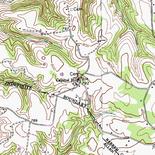 Topographic Map of Capitol Hill Church, KY