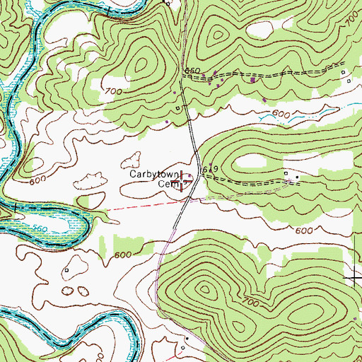 Topographic Map of Carbytown Cemetery, KY