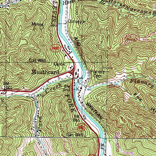 Topographic Map of Card Creek, KY
